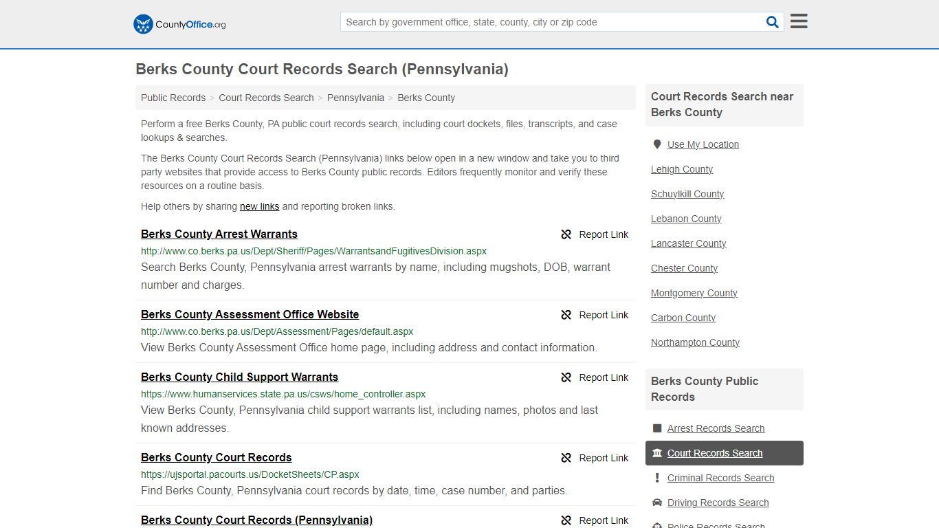 Berks County Court Records Search (Pennsylvania) - County Office